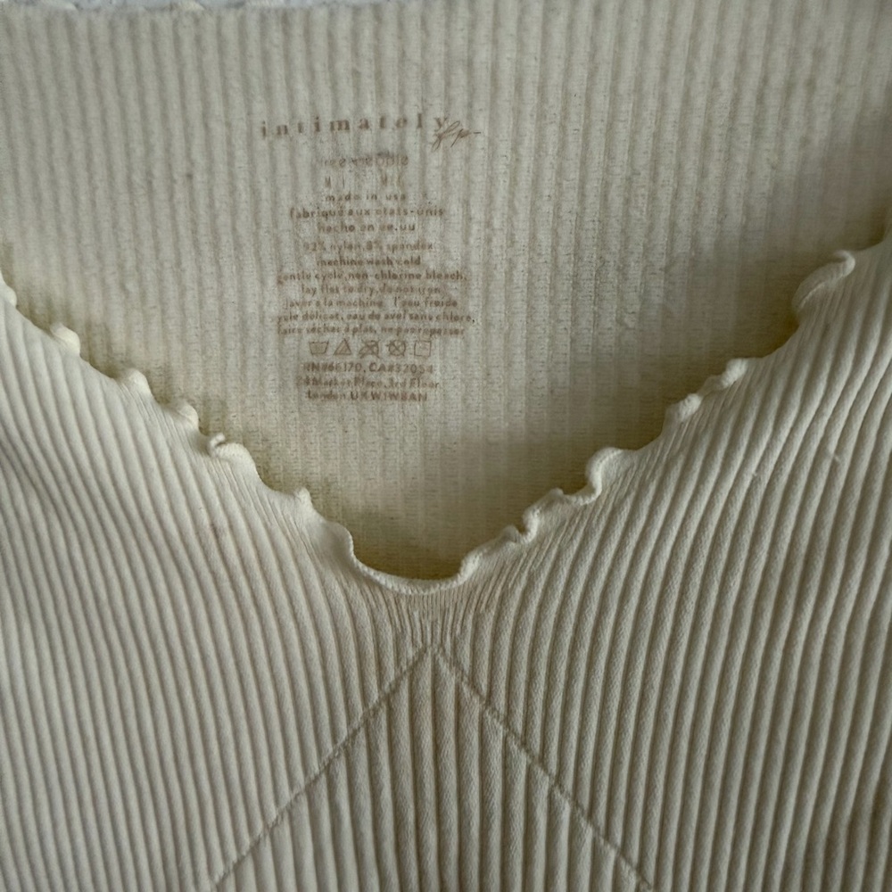 Free People Cream Long Sleeve Ribbed Top - Picture 5 of 9